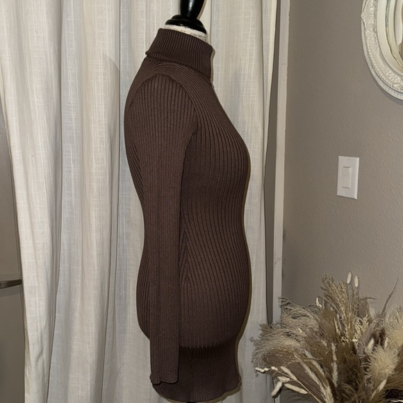 Wild Fable brown ribbed turtleneck longsleeve fitted dress XS​ - Picture 3 of 6